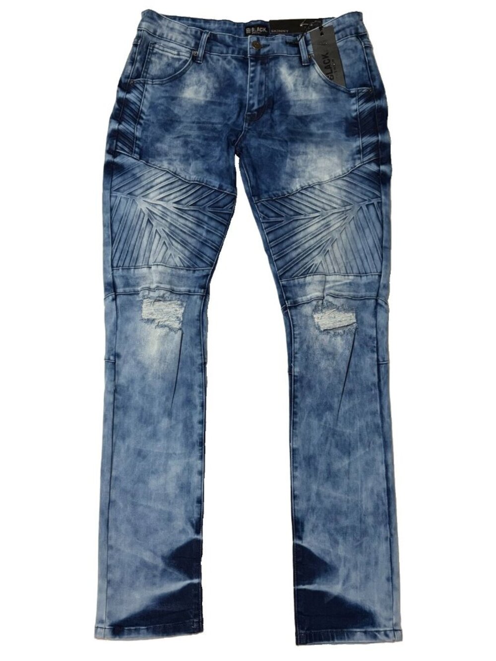 Rue 21 Black Premium Men's Skinny Flex Blue Wash Distressed Jeans - Size 34x34